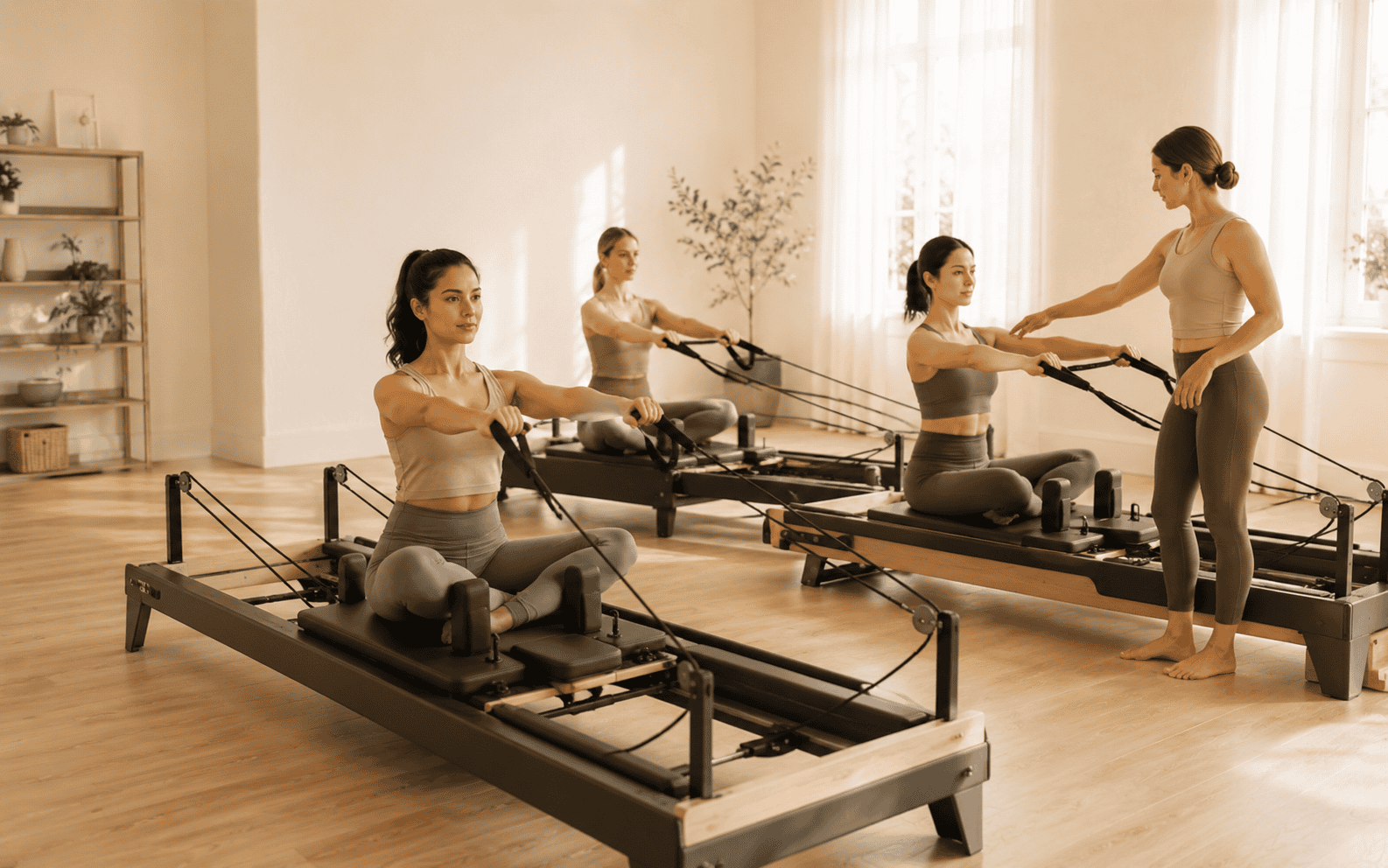 Equipment Pilates class on reformers